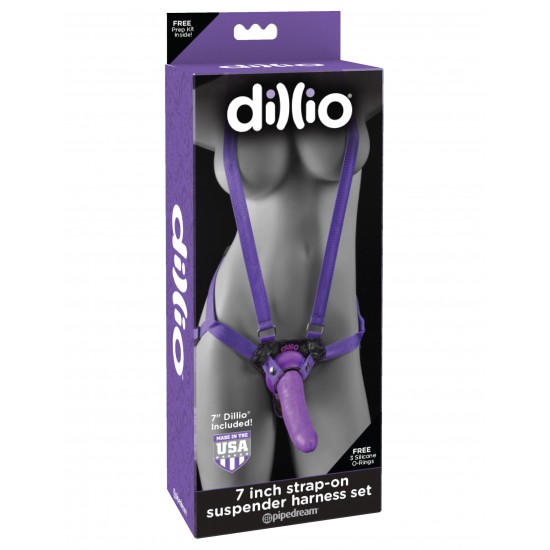 Dillio
7" Strap-On Suspender
Harness Set – Fjólublár
