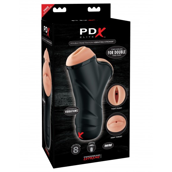 PDX Elite Double Penetration Vibrating stroker