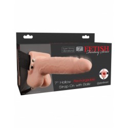 Fetish Fantasy 7" Hollow Rechargeable Strap-On with Balls, Flesh