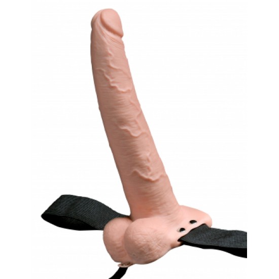 Fetish Fantasy 9" Hollow Rechargeable Strap-On with Balls, Flesh