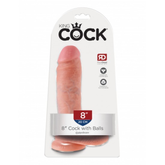 King Cock  8" Cock with Balls - Flesh
