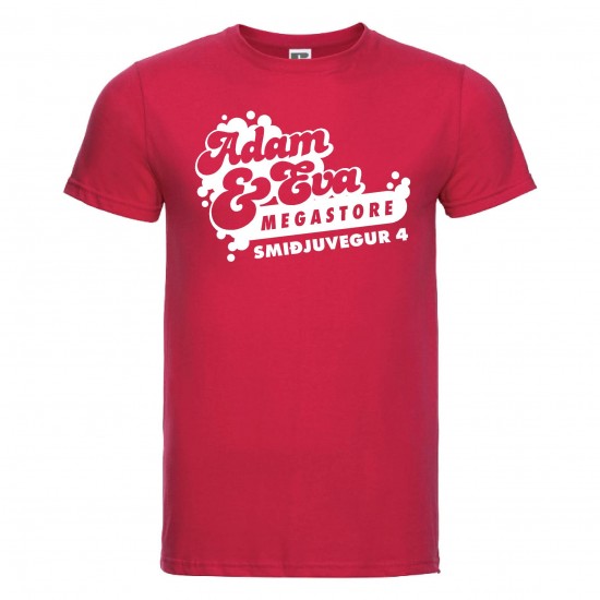 Rauður bolur með hvítu merki - Slim - S til 2XL