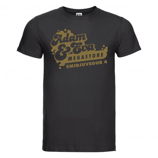 Svartur bolur með gylltu merki - Slim - S til 2XL