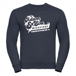 Dökkblá peysa – hvítt merki