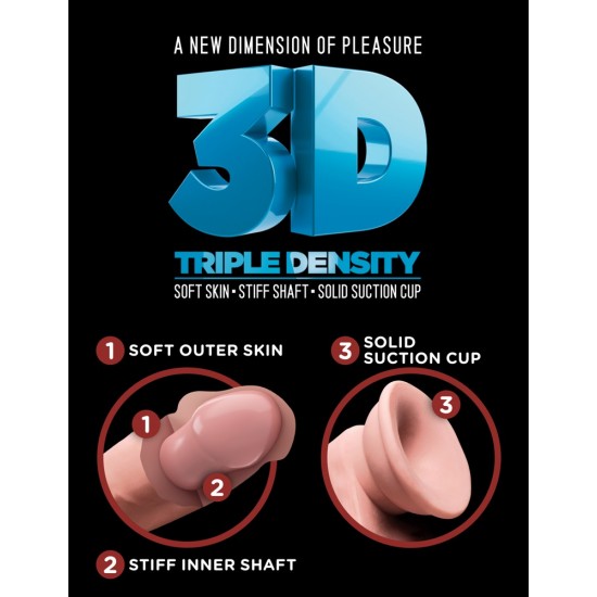 8" Triple Density Cock with Balls+sogskál