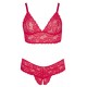 Bra and Crotchless String Red