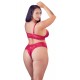 Bra and Crotchless String Red