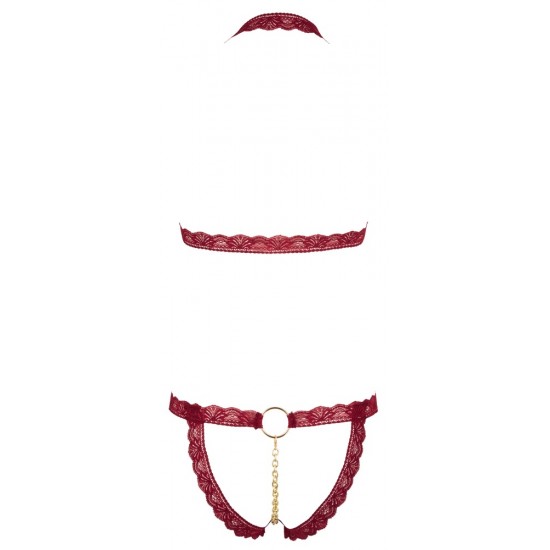 Open Bra and String Red